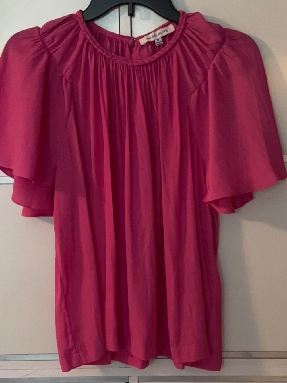 Rose & Olive Women’s Blouse Pink Short Sleeves Sz Medium
